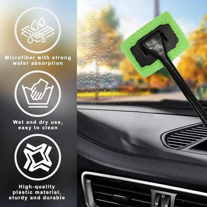 Car Window Cleaner Brush Kit – Long Handle Windshield & Interior Auto Glass Cleaning Tool | Car Accessories