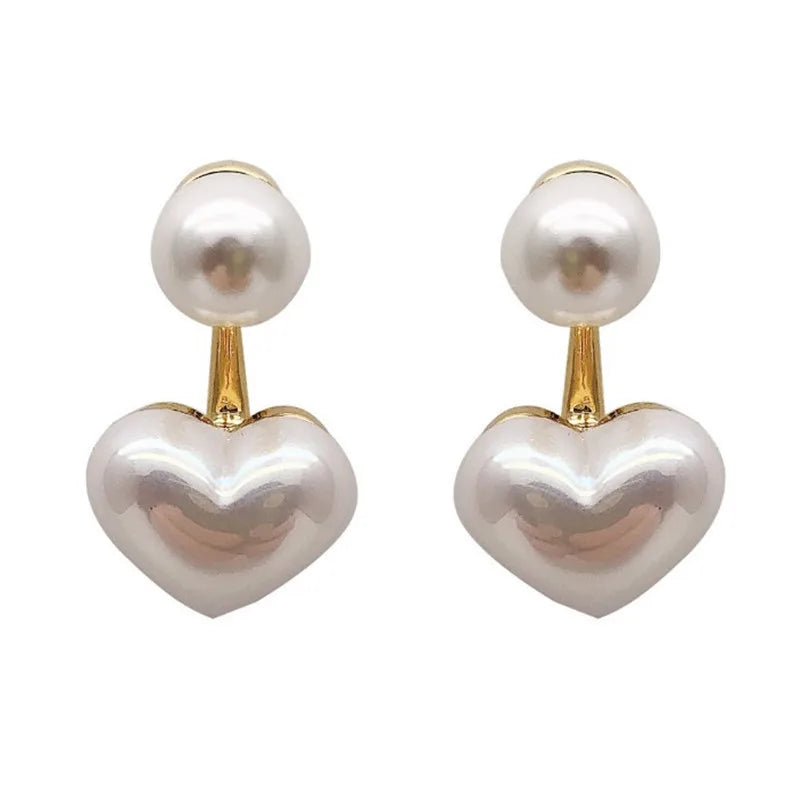 Silver Needle Korean Fashion Imitation Pear Earrings For Women Jewelry 2024 Trending New Luxury Women's Heart Stud Earrings