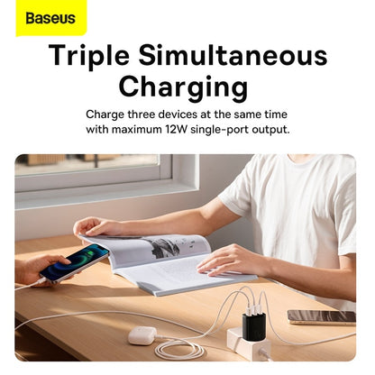 Baseus 17W USB Charger Universal Portable 3 Ports Travel Wall Adapter Portable