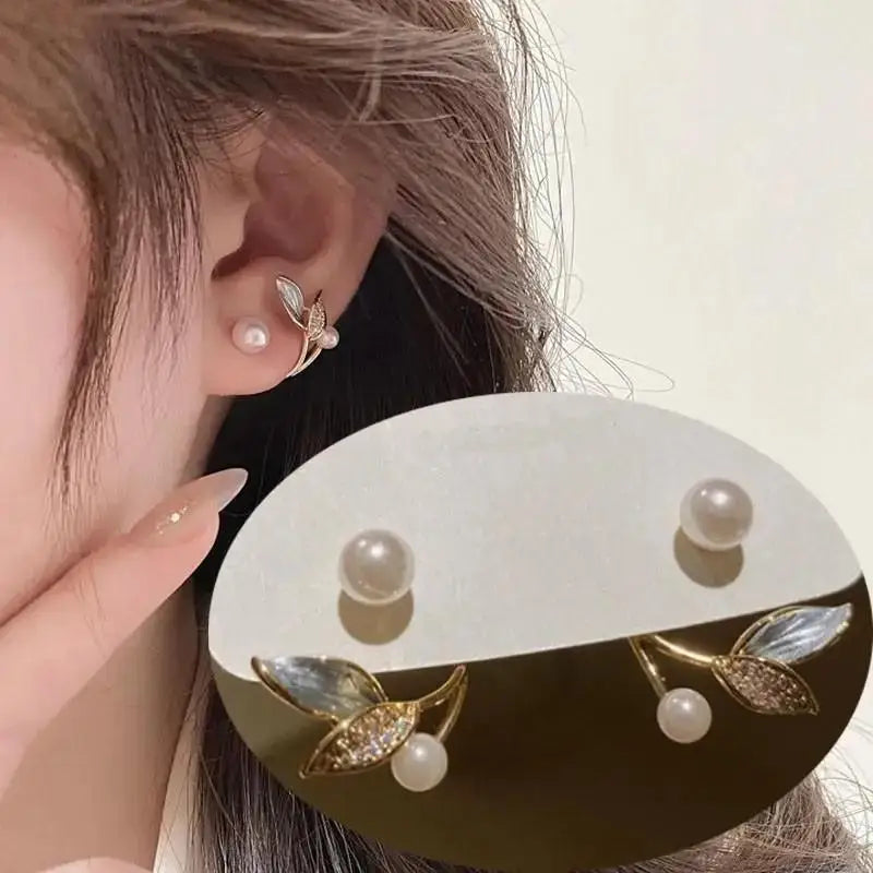 Silver Needle Korean Fashion Imitation Pear Earrings For Women Jewelry 2024 Trending New Luxury Women's Heart Stud Earrings