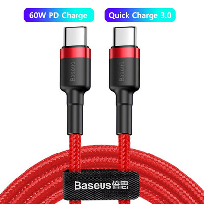 Baseus USB Type C To USB Type C Cable 5A 60W/100W PD Quick Charge 4.0 Type-c Cable For Samsung Xiaomi Redmi Note 10 Pro Macbook