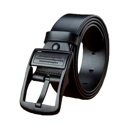 New Leather Cowhide Men’s Belt – Luxury Brand Metal Alloy Pin Buckle | Business & Casual Jeans Waist Strap for Men