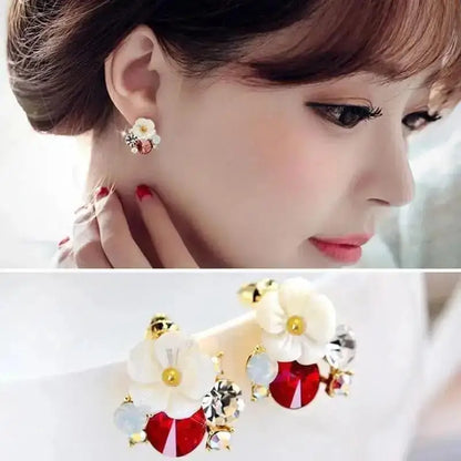 Silver Needle Korean Fashion Imitation Pear Earrings For Women Jewelry 2024 Trending New Luxury Women's Heart Stud Earrings