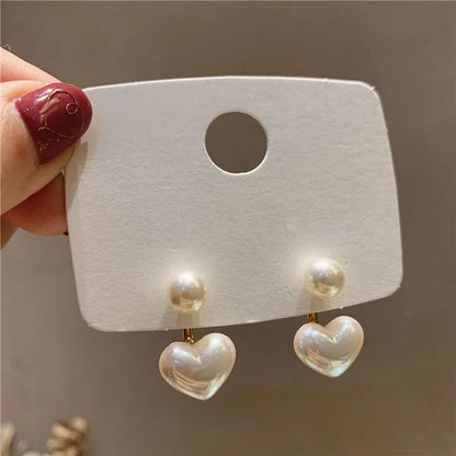 Silver Needle Korean Fashion Imitation Pear Earrings For Women Jewelry 2024 Trending New Luxury Women's Heart Stud Earrings