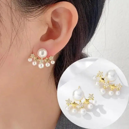 Silver Needle Korean Fashion Imitation Pear Earrings For Women Jewelry 2024 Trending New Luxury Women's Heart Stud Earrings