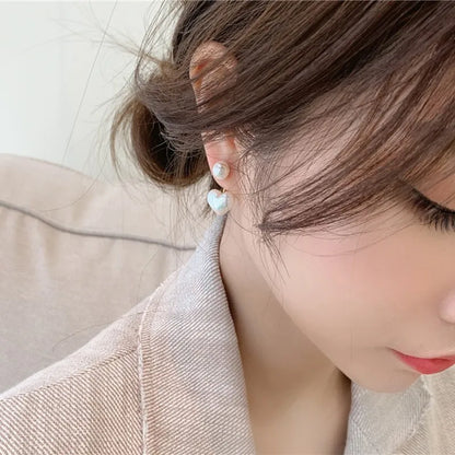 Silver Needle Korean Fashion Imitation Pear Earrings For Women Jewelry 2024 Trending New Luxury Women's Heart Stud Earrings