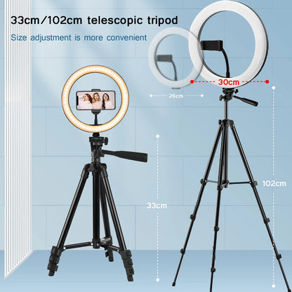 26cm LED Selfie Ring Light with Tripod Stand & Phone Holder – Photography Lighting Lamp with Remote Control for YouTube & Video Recording