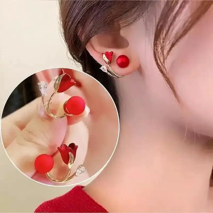 Silver Needle Korean Fashion Imitation Pear Earrings For Women Jewelry 2024 Trending New Luxury Women's Heart Stud Earrings
