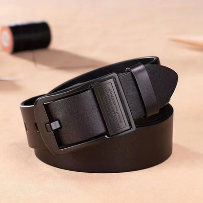 New Leather Cowhide Men’s Belt – Luxury Brand Metal Alloy Pin Buckle | Business & Casual Jeans Waist Strap for Men
