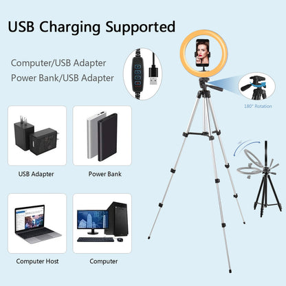 26cm LED Selfie Ring Light with Tripod Stand & Phone Holder – Photography Lighting Lamp with Remote Control for YouTube & Video Recording