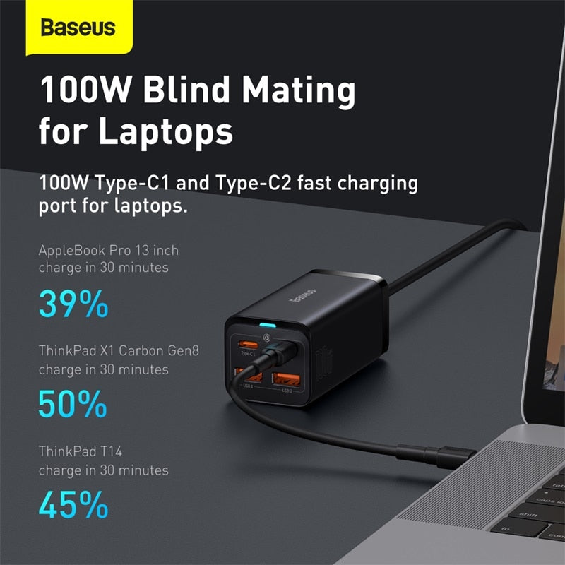Baseus 100W 65W GaN Charger Desktop Laptop Fast Charger 4 in 1 Adapter For iPhone 1