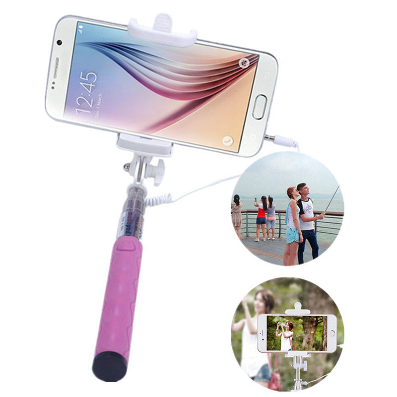 100% High Quality Wired Extendable Self Selfie Stick Portable Mini Handheld Self-portrait Stick Holder for iPhone Samsung Cheap - Shopy Max