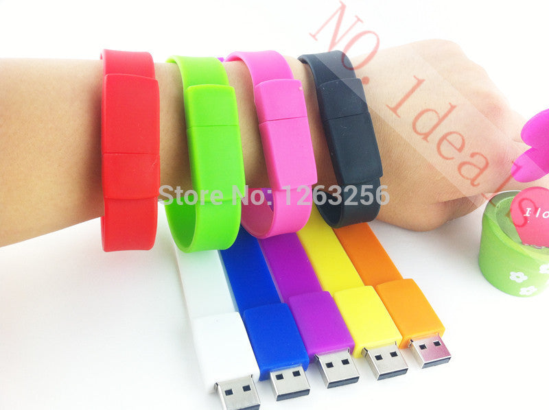 100% real capacity Silicone Bracelet Wrist Band 16GB 16GB 8GB 4GB USB 2.0 USB Flash Drive Pen Drive Stick U Disk Pendrives - Shopy Max