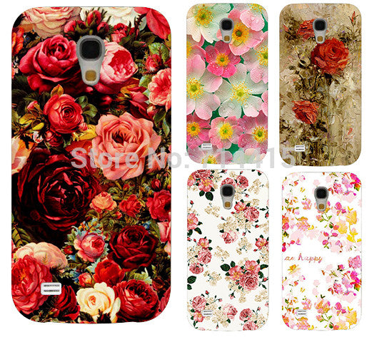 2014  Freeshipping Colorful Brilliant Rose Peony Flowers Background phone case cover skin Shell for Samsung galaxy S4 mini I9190