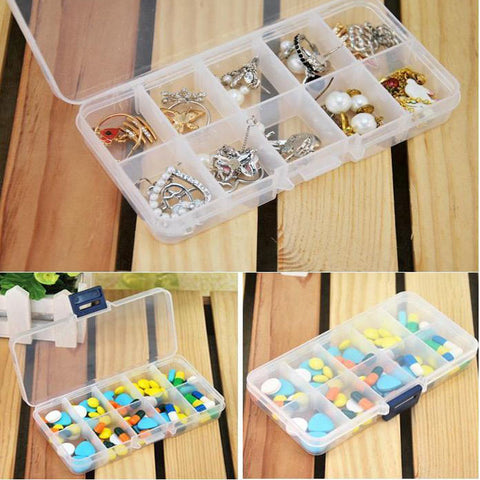 Organizer Storage Drug Box Jewelry Beads Plastic Adjustable Tool Bins Jewelry Packaging Box 10 Slot