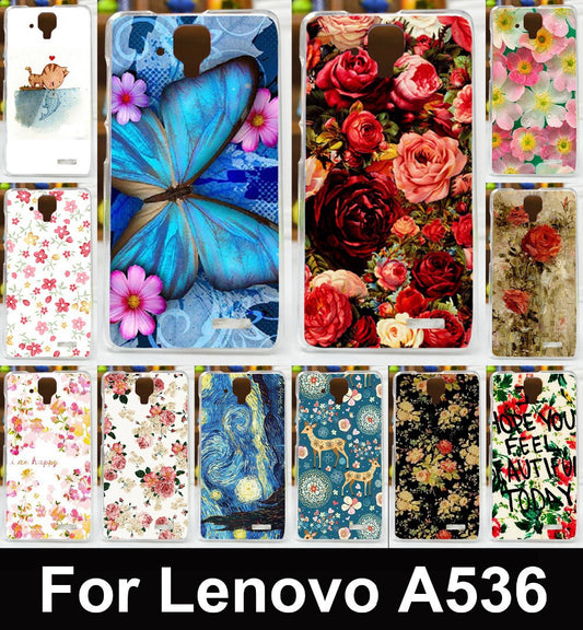 Top selling Butterfly&Rose Painted Case Mobile Phone Case bag back Cover Case hard back shell skin hood For Lenovo A536 A358T - Shopy Max