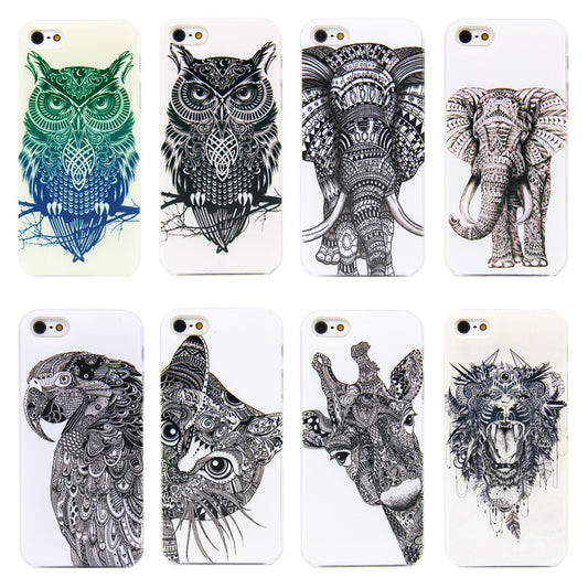 Vtg Style Head Case Aztec Elephant Giraffe Animal Hand Drawn Animal - Shopy Max