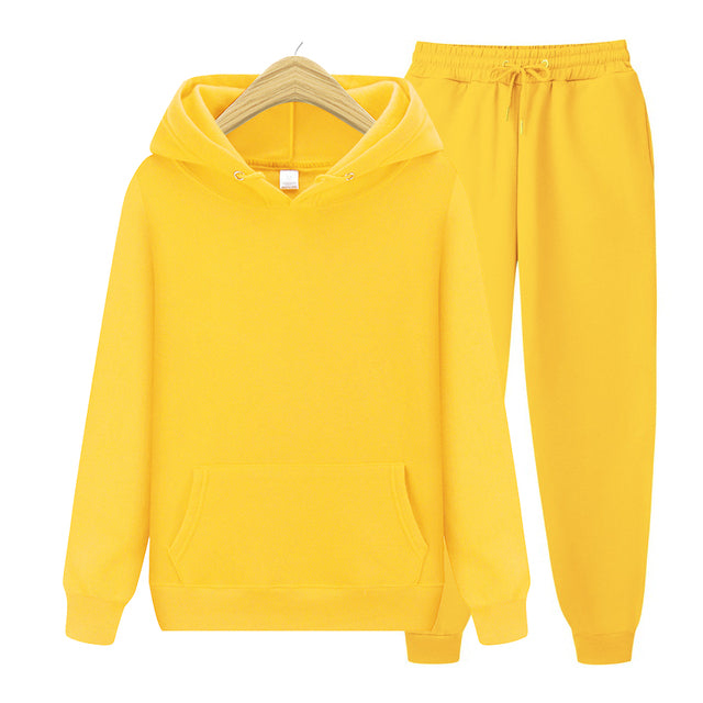 2022 new Men's ladies casual wear suit sportswear suit solid color pullover + pants suit autumn and winter fashion suit