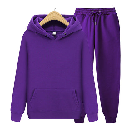 2022 new Men's ladies casual wear suit sportswear suit solid color pullover + pants suit autumn and winter fashion suit