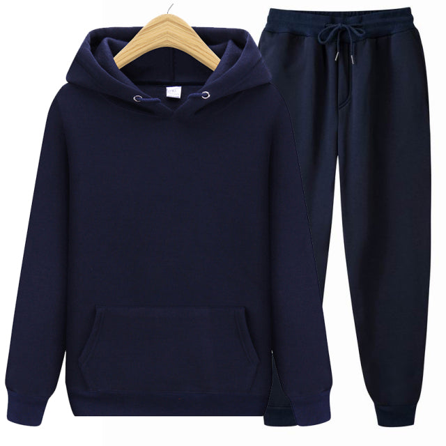 2022 new Men's ladies casual wear suit sportswear suit solid color pullover + pants suit autumn and winter fashion suit