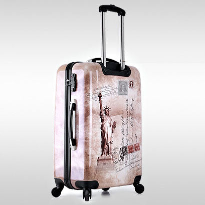 24" inch Statue of Liberty Women Girl trolley suitcase luggage ABS PC Pull Rod trunk traveller case customs lock boarding bag - Shopy Max