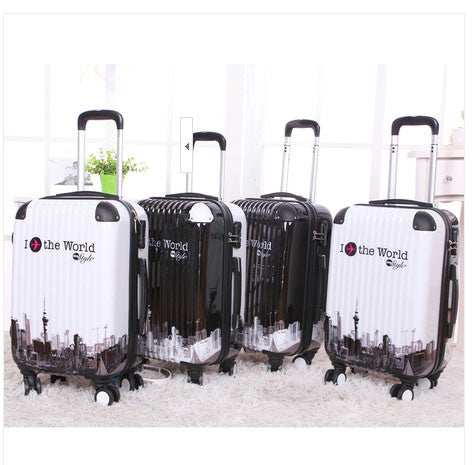 24"  suitcase luggage traveller case Pull Rod trunk trolley ABS PC Man Women boarding bag with rolling spinner wheels - Shopy Max