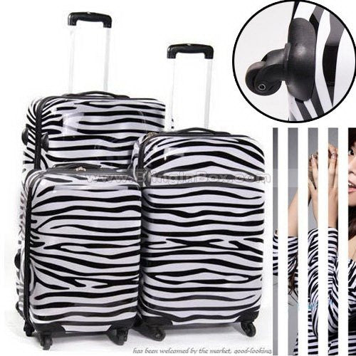 28inch Most popular item! High fashion zebra trolley luggage,ABS PC travel suitcase - Shopy Max