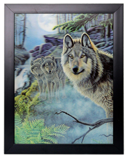 Iconic 3D 44x34cm - Watching Wolf Pack