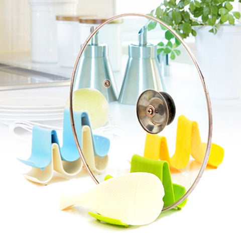 Useful Creative Convenient Wave Design Pan Pot Cover Lid Rack Stand Holder Cooking Accessories