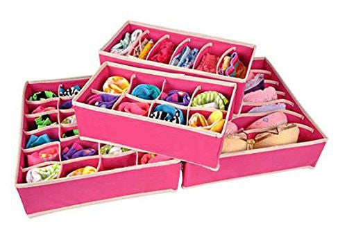 4PCS Storage Boxes For Ties Socks Shorts Bra Underwear Divider Drawer Lidded Closet Home Organizer