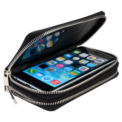 Leather double Zipper Wallet For Iphone 6 plus iphone 6 s plus  phone handbag