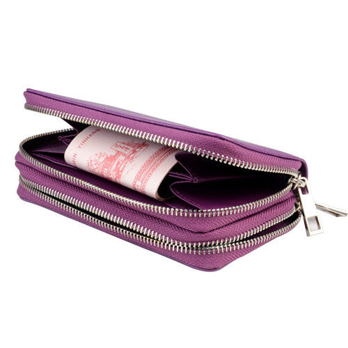 Leather double Zipper Wallet For Iphone 6 plus iphone 6 s plus  phone handbag