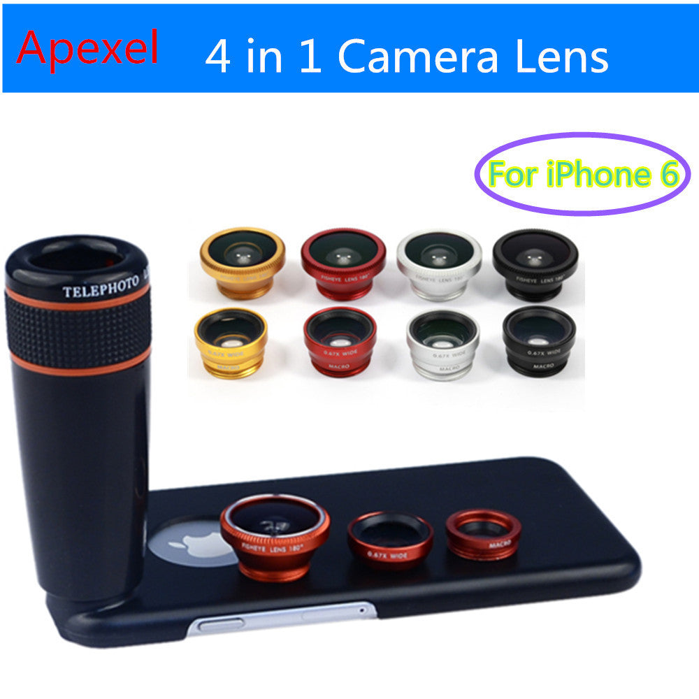 Apexel Camera Phone Lense with 12X Zoom Telephoto Lens+ Wide Angle & Macro+ Fisheye Fish eye Lens