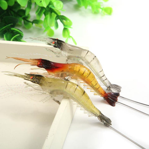 Artificial Noctilucent Soft Silicone Prawn Shrimp Fishing Tackle Lure Hook Bait  # HW01049