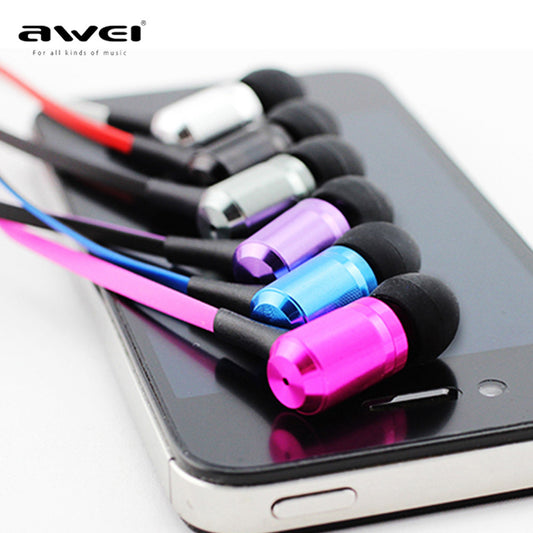 Awei Es120i Colorful Rugged Aluminium In-Ear Earbuds Clear Deep Bass Sound Headset Earphone for iPhone 4 5s 6 - Shopy Max