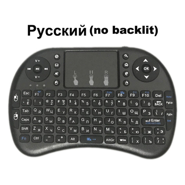 Backlit English Russian French Spanish Portuguese 2.4G Air Mouse Remote Touchpad for Android TV Box PC Mini Wireless Keyboard I8