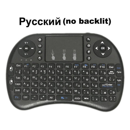 Backlit English Russian French Spanish Portuguese 2.4G Air Mouse Remote Touchpad for Android TV Box PC Mini Wireless Keyboard I8