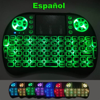 Backlit English Russian French Spanish Portuguese 2.4G Air Mouse Remote Touchpad for Android TV Box PC Mini Wireless Keyboard I8