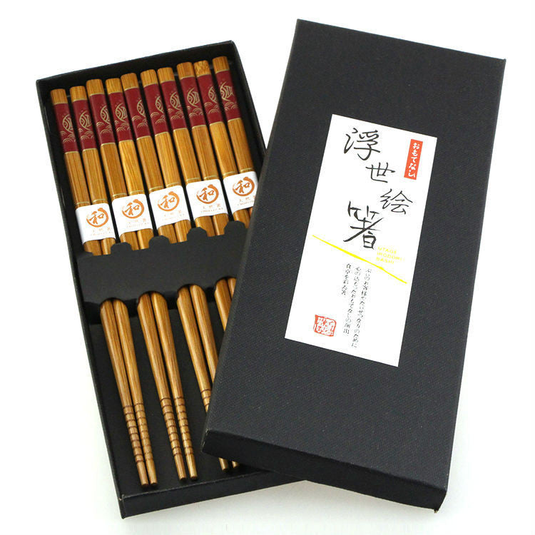 Natural Bamboo Chopsticks Japanese Style Chopsticks KitchenSupplies Fish Print