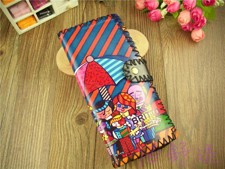 free shipping Fashion doodle women's long design handmade national wallet trend wallet print clutch card holder women's handbag - Shopy Max