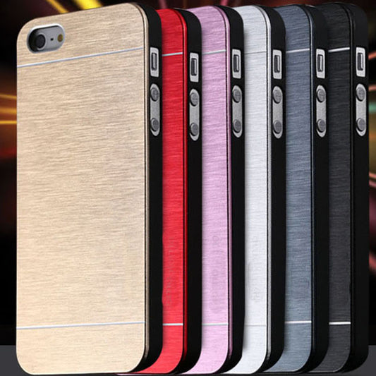 High Quality !! New Luxury Aluminum Metal Brush Case For iphone 5 5S 5G Hard Phone Back Cover Motomo Logo SGS03883