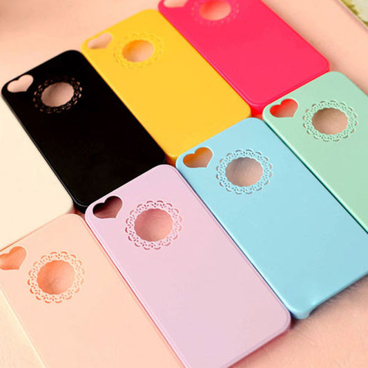 NEW 2014 Cute candy Color Loving Heart Flower Lace Hard Phone Case Cover For iPhone 5 5S+ Only To USA Drop shipping