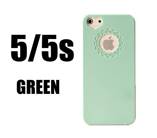 Cute candy Color Loving Heart Flower Lace Hard Phone Case Cover For iphone