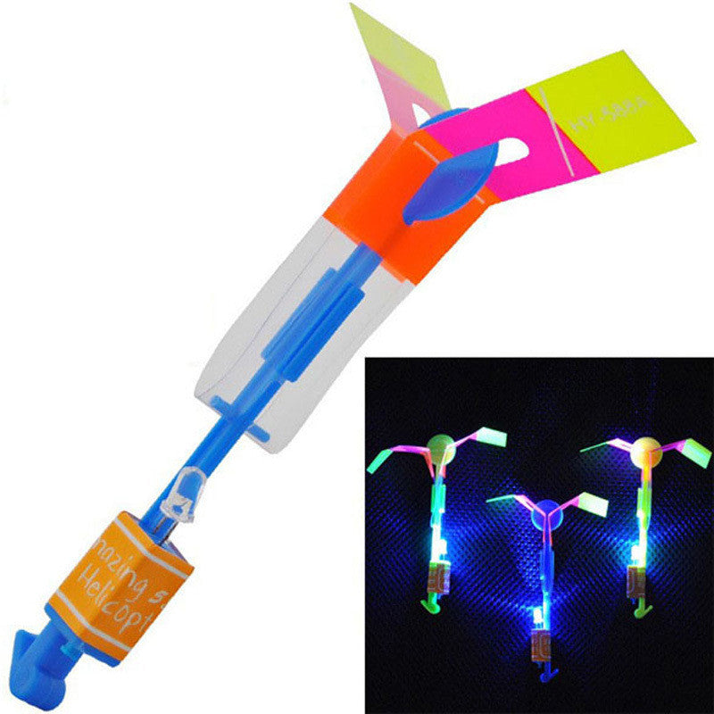 D1U# Shining Rocket Flash Copter Arrow Helicopter Neon Led Light Amazing Elastic Powered LED Arrow Helicopter Free Shipping
