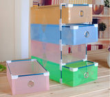 Drawer-out Plastic Storage Shoe Box Transparent Shoebox 8 Colors Metal-edged