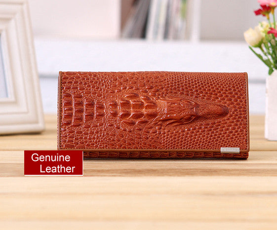 Fashion Alligators Genuine Leather ladies long section clutch wallet card holders wallets for women brand quality free shipping