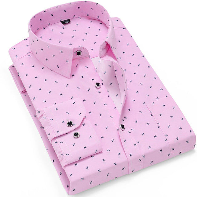Fashion Mens Casual Long Sleeved Printed Shirt Slim Fit Male Social Business Dress Shirt Brand Men Clothing Soft Comfortable