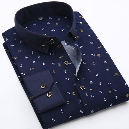 Fashion Mens Casual Long Sleeved Printed Shirt Slim Fit Male Social Business Dress Shirt Brand Men Clothing Soft Comfortable