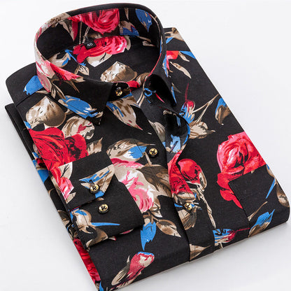Fashion Mens Casual Long Sleeved Printed Shirt Slim Fit Male Social Business Dress Shirt Brand Men Clothing Soft Comfortable