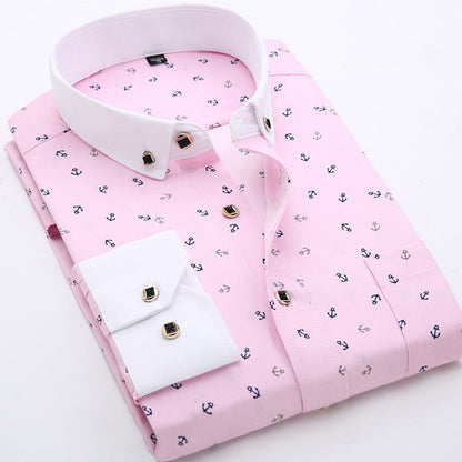 Fashion Mens Casual Long Sleeved Printed Shirt Slim Fit Male Social Business Dress Shirt Brand Men Clothing Soft Comfortable